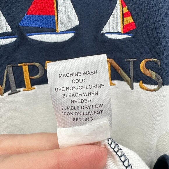 PacSun Navy Striped Nautical Long Sleeve Cotton Hamptons Embroidered Small Top - Picture 4 of 6